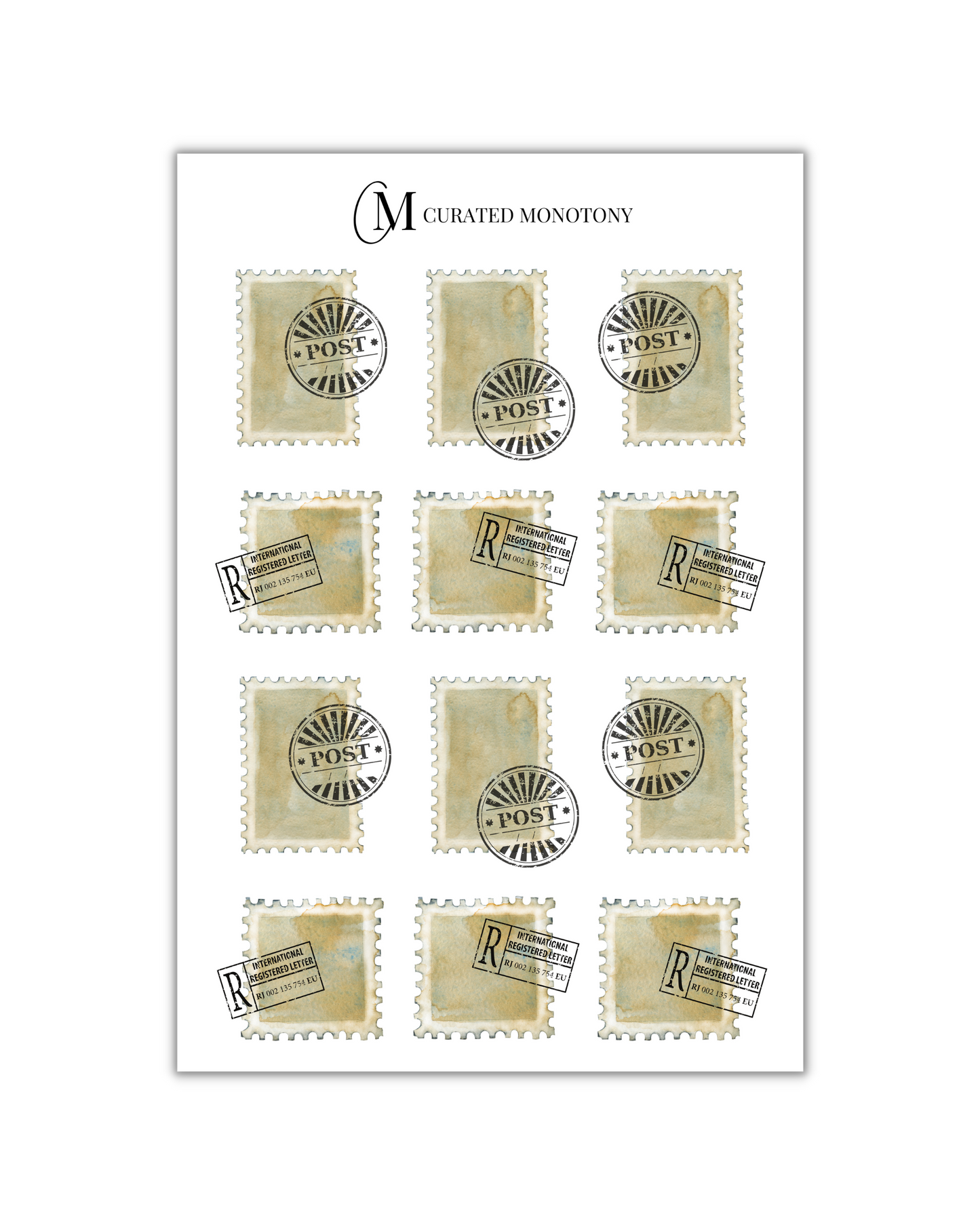 Olive Postmarked Stickers