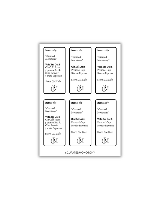 Printable CM Cafe Coffee Label Stickers