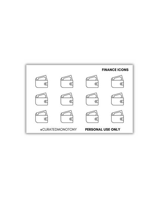 Printable Finance Icons: Wallet