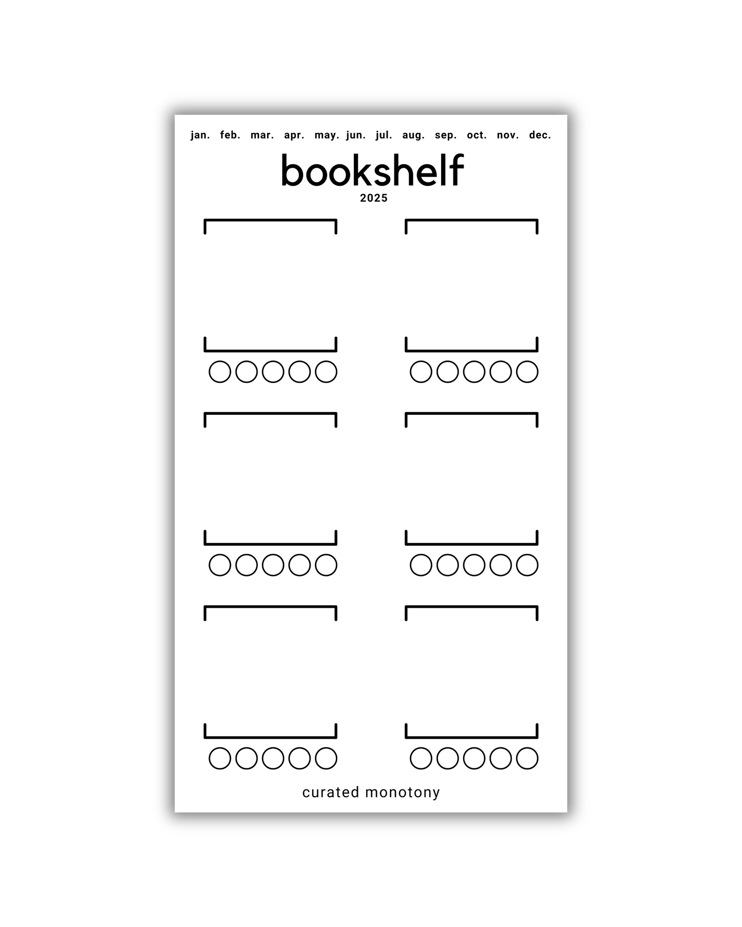 Printable 2025 Monthly Bookshelf