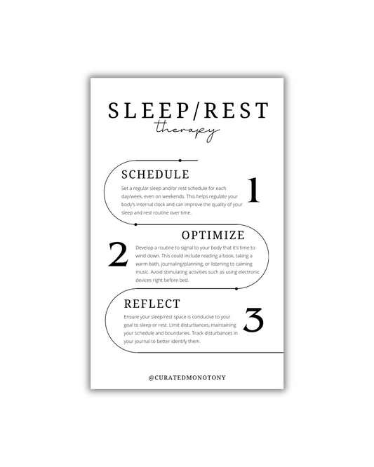 Printable Sleep/Rest Therapy Dashboard/Journaling Card