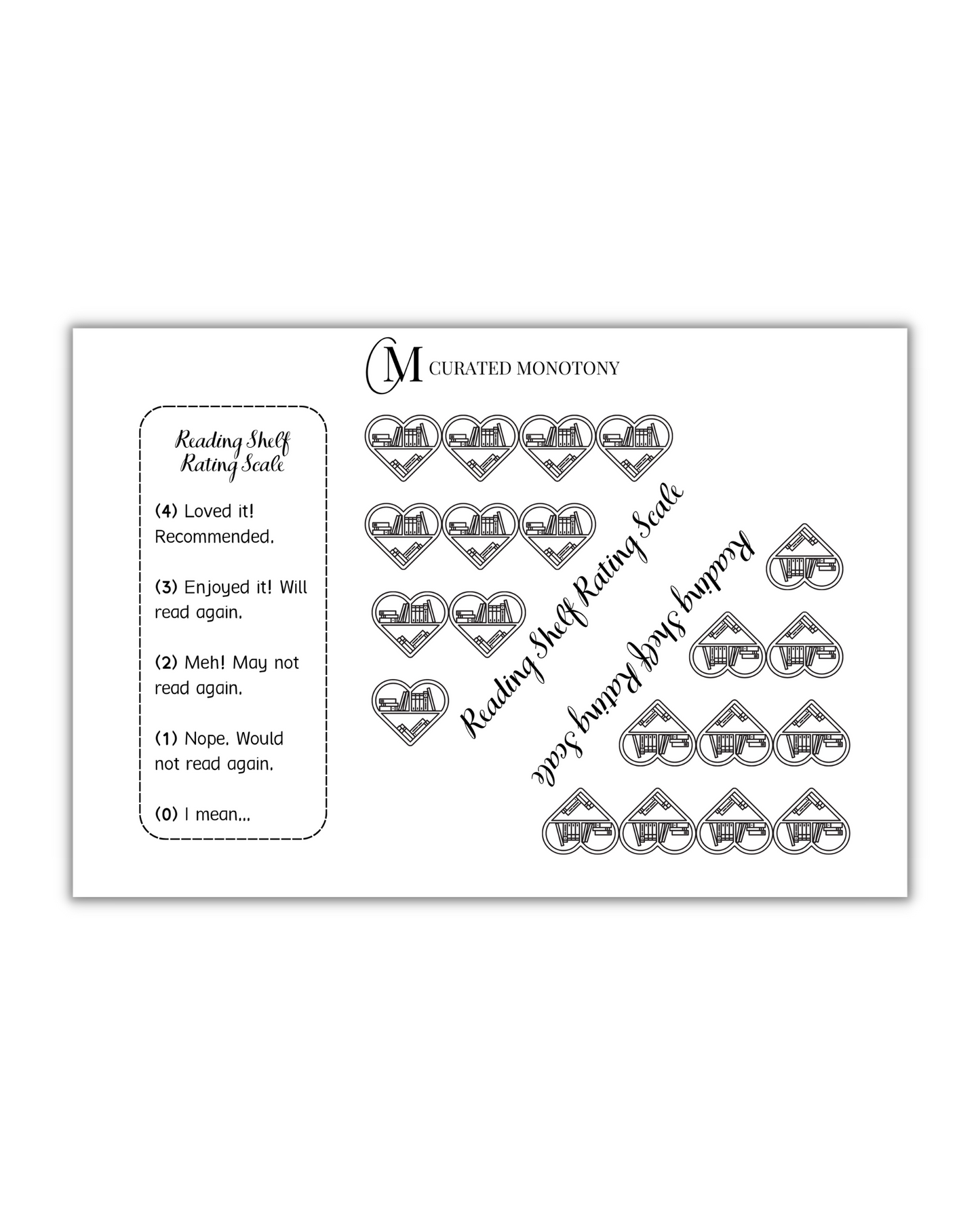 Printable Reading Shelf Rating Scale Stickers