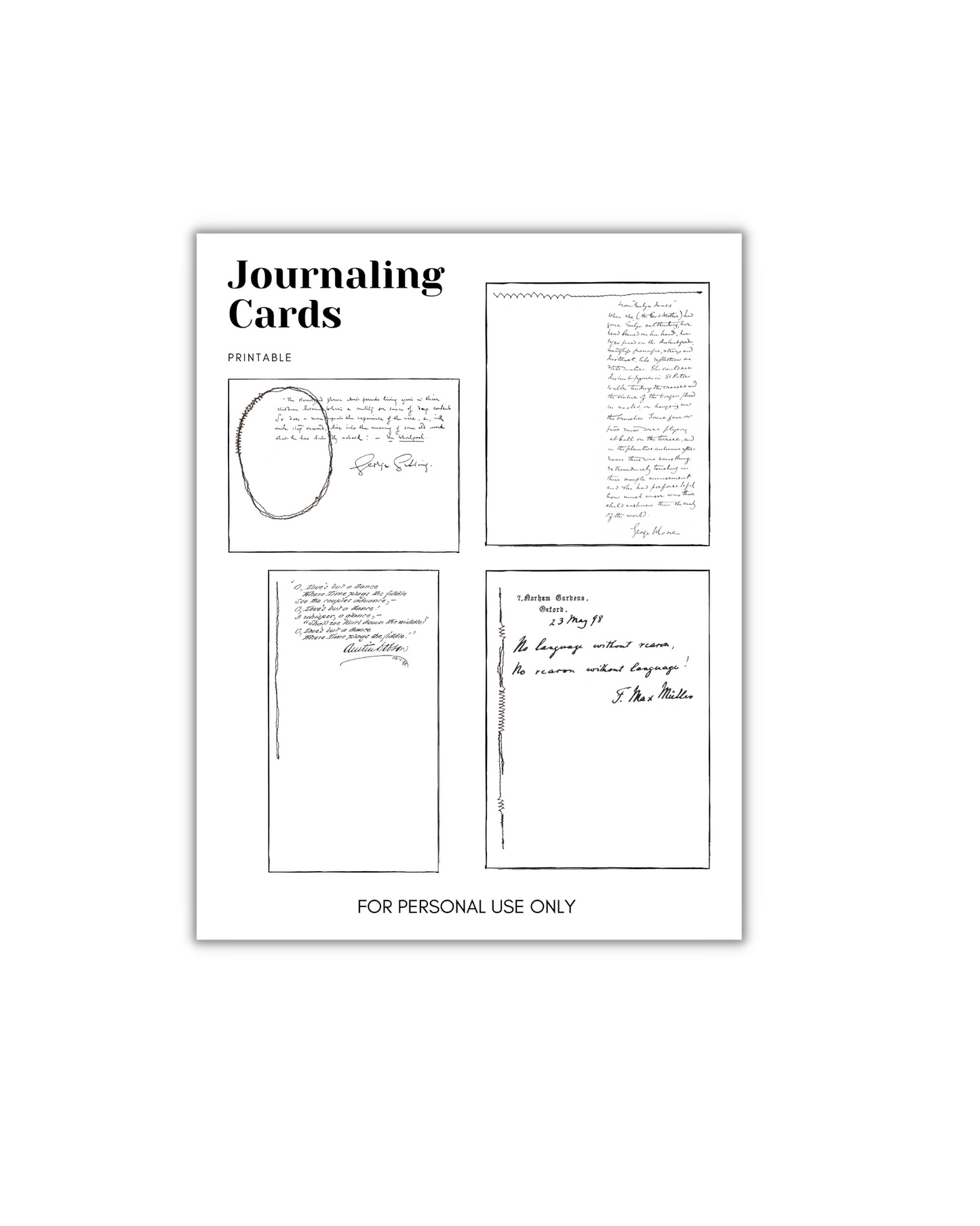 Printable Missives Journaling Cards